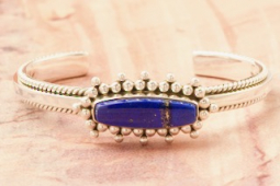 Artie Yellowhorse Genuine Blue Lapis Sterling Silver Bracelet